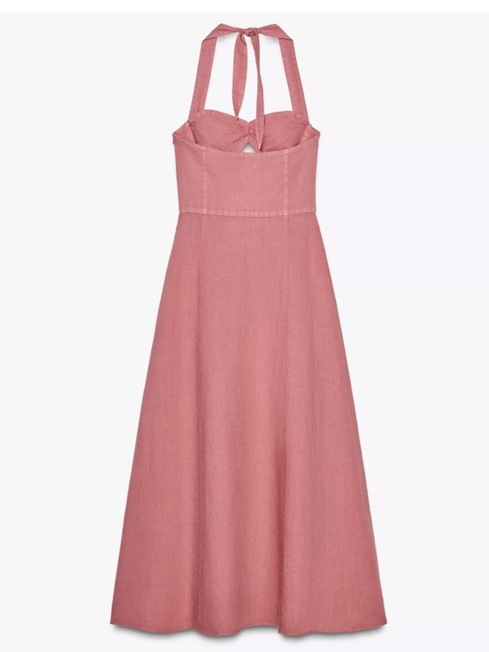 Zara Sz Small Marsala Ramie Halter Midi Dress • NWT! - Picture 7 of 13